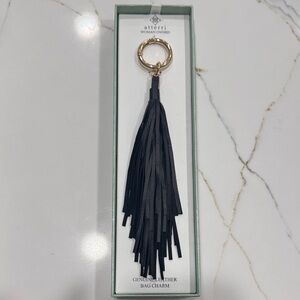 Black Leather Tassel Bag Charm